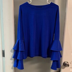 Women’s Royal Blue Ruffle Bell Sleeve Top
